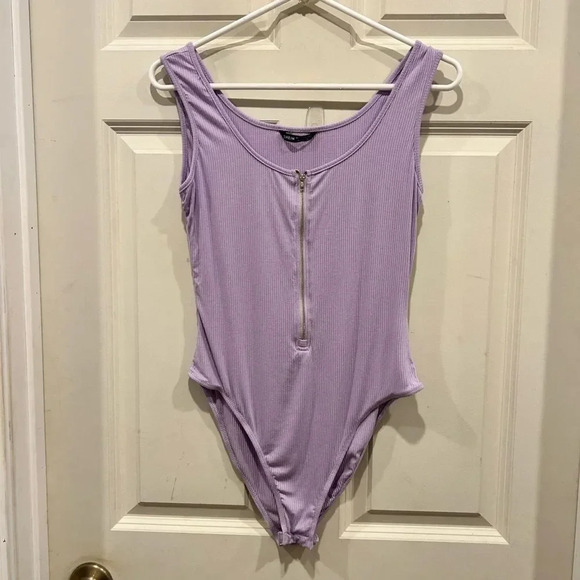 Shein Lavender Purple Zip Up‎ Bodysuit size 8/10 - Picture 1 of 8